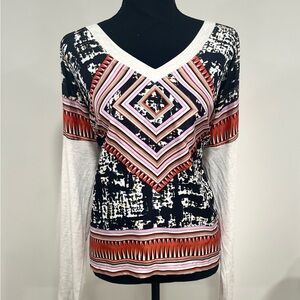 CAbi 100% silk  v neck top size small